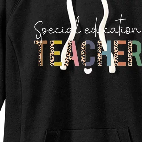 Sped Ed Special Education Teacher SPED Leopard Boho Rainbow Women's Fleece Hoodie