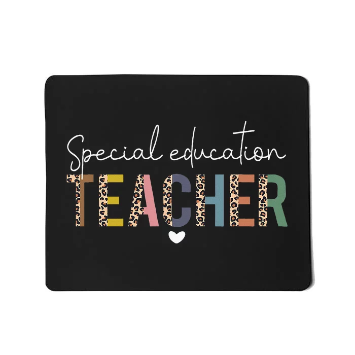 Sped Ed Special Education Teacher SPED Leopard Boho Rainbow Mousepad