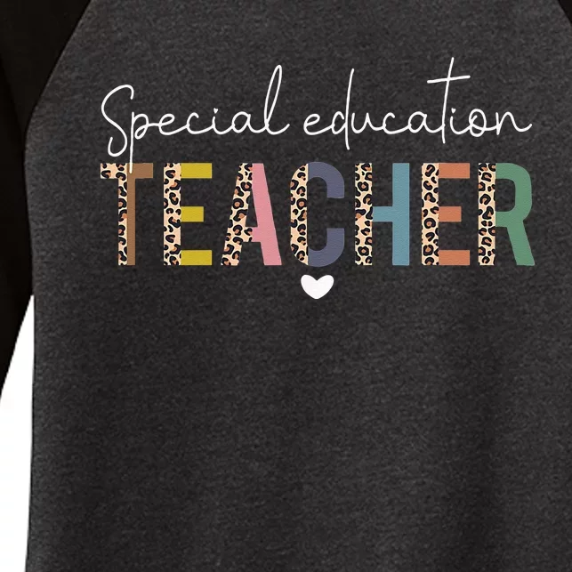 Sped Ed Special Education Teacher SPED Leopard Boho Rainbow Women's Tri-Blend 3/4-Sleeve Raglan Shirt