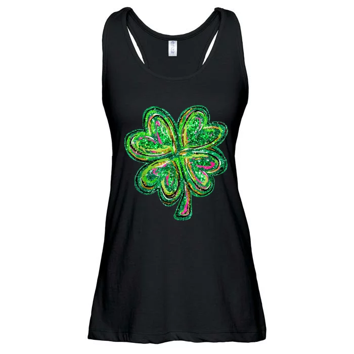 Shamrock Effect St Patricks Day Four Leaf Clover Ladies Essential Flowy Tank