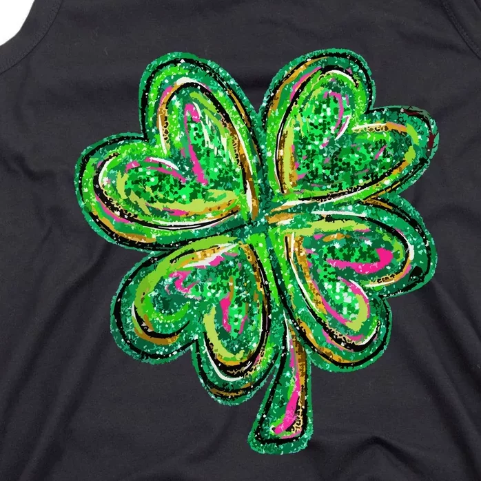 Shamrock Effect St Patricks Day Four Leaf Clover Tank Top