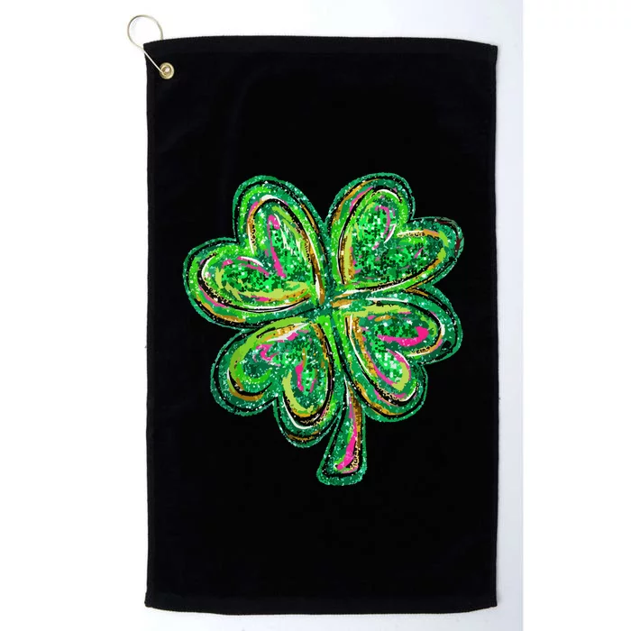 Shamrock Effect St Patricks Day Four Leaf Clover Platinum Collection Golf Towel