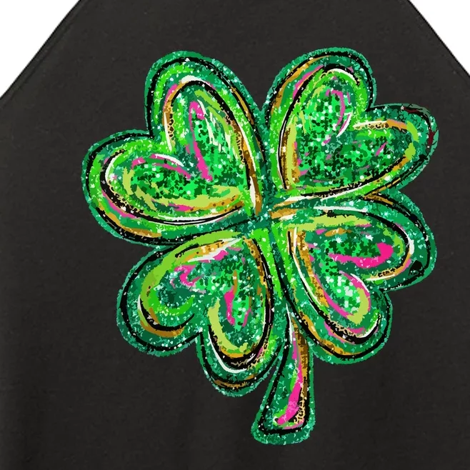 Shamrock Effect St Patricks Day Four Leaf Clover Women’s Perfect Tri Rocker Tank