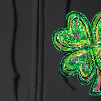 Shamrock Effect St Patricks Day Four Leaf Clover Full Zip Hoodie