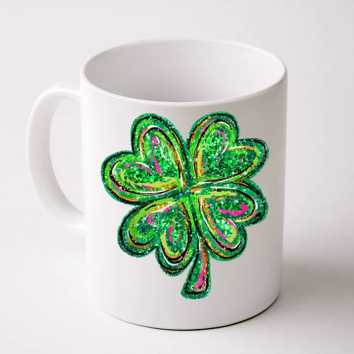 Shamrock Effect St Patricks Day Four Leaf Clover Front & Back Coffee Mug