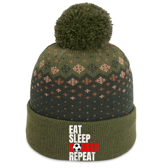 Soccer Eat Sleep Soccer Repeat The Baniff Cuffed Pom Beanie