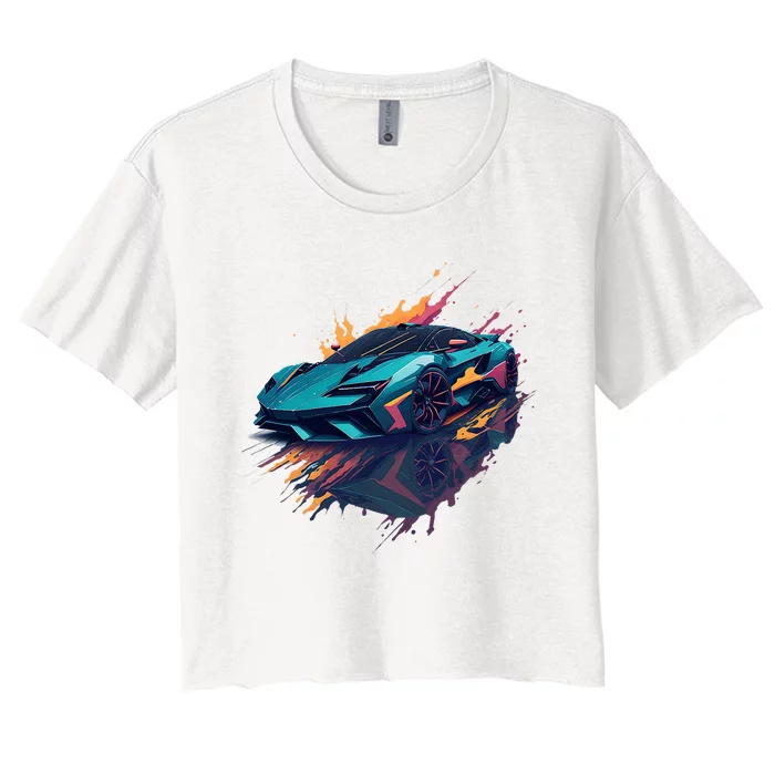 Supercar Exotic Sports Car Concept Poster Women's Crop Top Tee