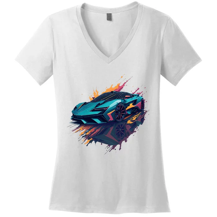 Supercar Exotic Sports Car Concept Poster Women's V-Neck T-Shirt