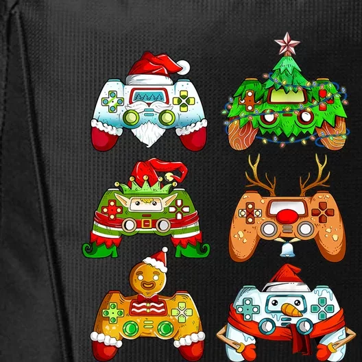 Santa Elf Snow Gaming Controllers Video Gamer Christmas Gift City Backpack