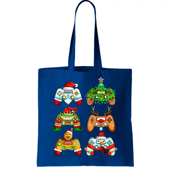 Santa Elf Snow Gaming Controllers Video Gamer Christmas Gift Tote Bag