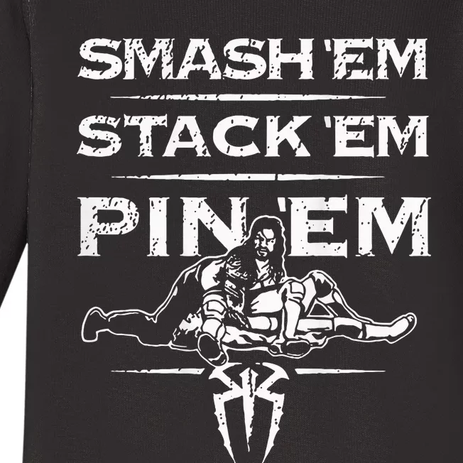 Smash Em Stack Em Pin Em Baby Long Sleeve Bodysuit