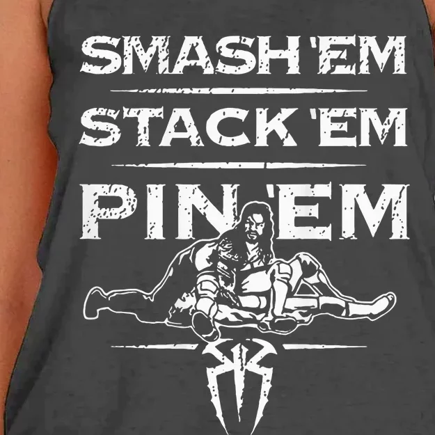 Smash Em Stack Em Pin Em Women's Knotted Racerback Tank