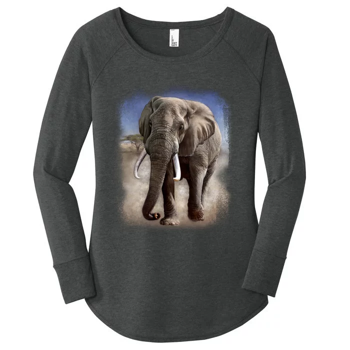 Safari Elephant Women's Perfect Tri Tunic Long Sleeve Shirt