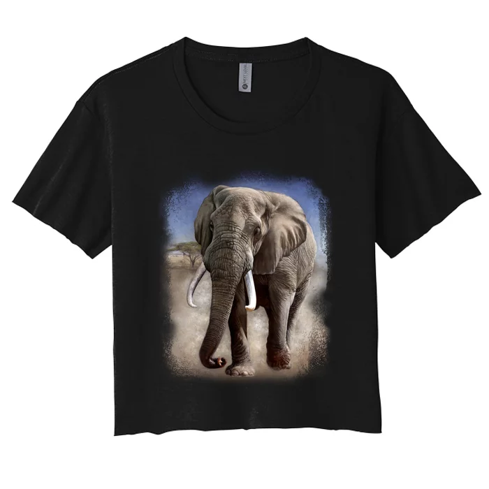 Safari Elephant Women's Crop Top Tee