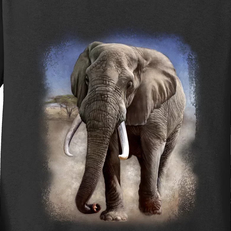 Safari Elephant Kids Long Sleeve Shirt