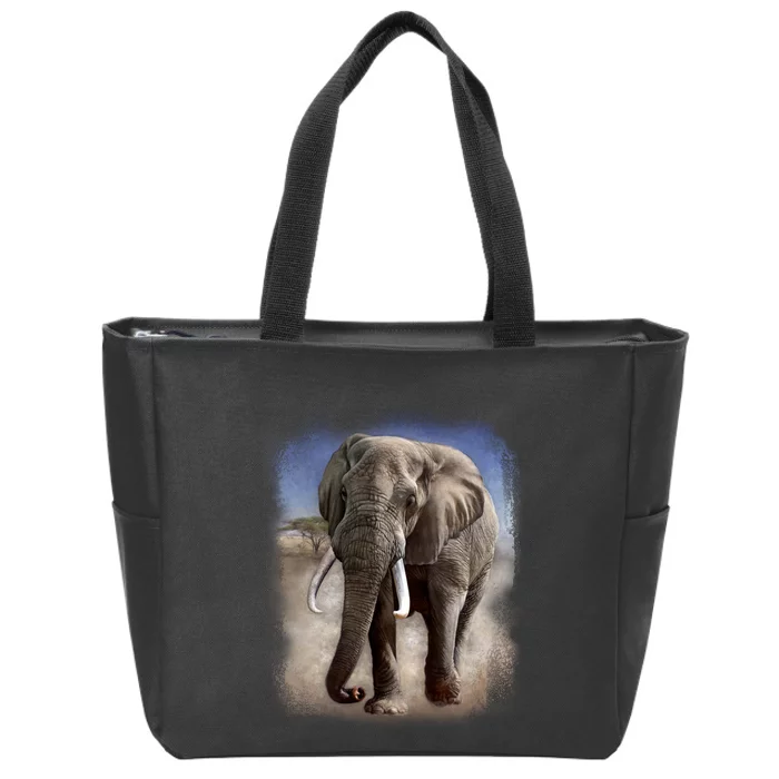 Safari Elephant Zip Tote Bag