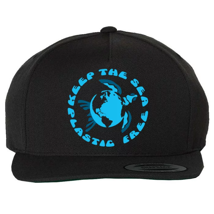 Save Earths Sea Turtles Keep The Sea Plastic Free Gift Wool Snapback Cap