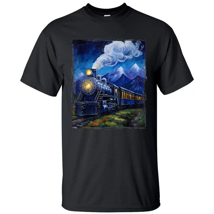 Steam Engine Steam Train Vintage Van Gogh Locomotive Tall T-Shirt