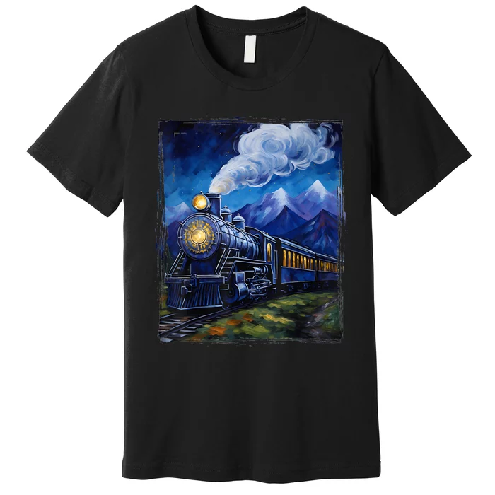 Steam Engine Steam Train Vintage Van Gogh Locomotive Premium T-Shirt