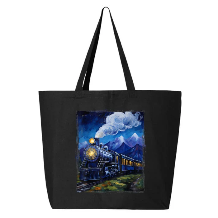 Steam Engine Steam Train Vintage Van Gogh Locomotive 25L Jumbo Tote