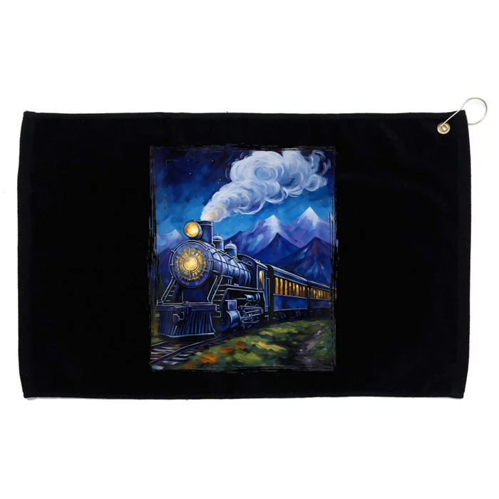 Steam Engine Steam Train Vintage Van Gogh Locomotive Grommeted Golf Towel