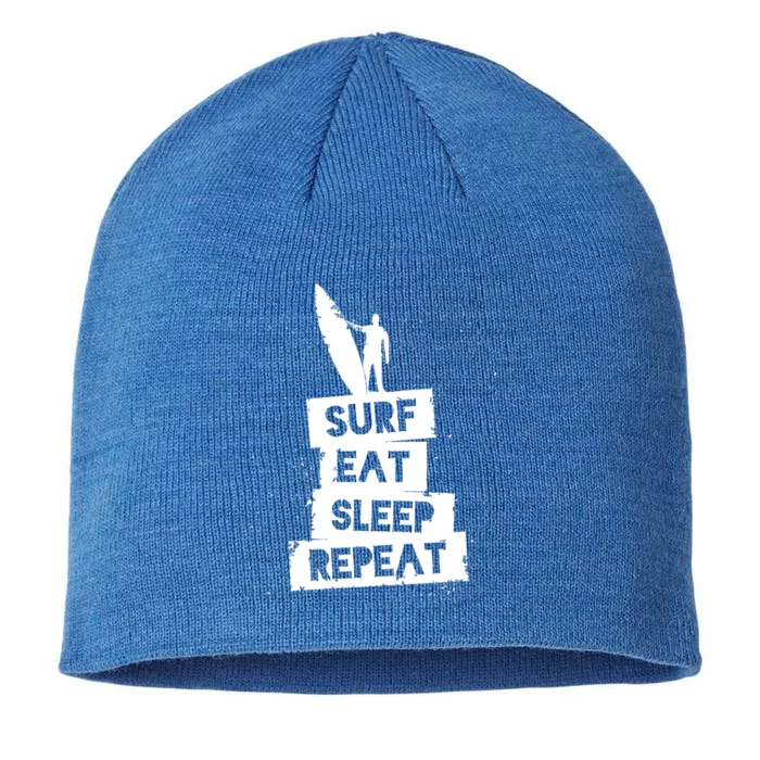 Surf Eat Sleep Repeat Retro Vintage Surfer 8 1/2in Sustainable Knit Beanie