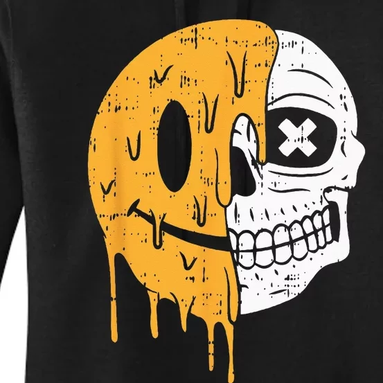 Smile Emoticon Skull Halloween Costume Scary Skeleton Bones Women's Pullover Hoodie