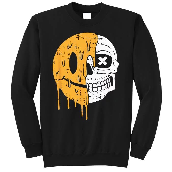 Smile Emoticon Skull Halloween Costume Scary Skeleton Bones Tall Sweatshirt