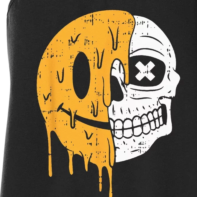 Smile Emoticon Skull Halloween Costume Scary Skeleton Bones Women's Racerback Tank