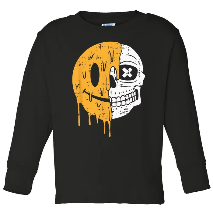 Smile Emoticon Skull Halloween Costume Scary Skeleton Bones Toddler Long Sleeve Shirt