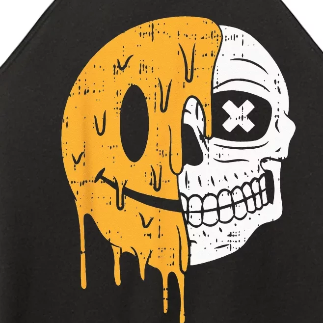 Smile Emoticon Skull Halloween Costume Scary Skeleton Bones Women’s Perfect Tri Rocker Tank