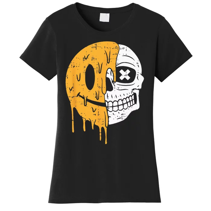 Smile Emoticon Skull Halloween Costume Scary Skeleton Bones Women's T-Shirt