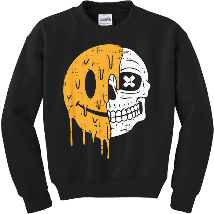 Smile Emoticon Skull Halloween Costume Scary Skeleton Bones Kids Sweatshirt