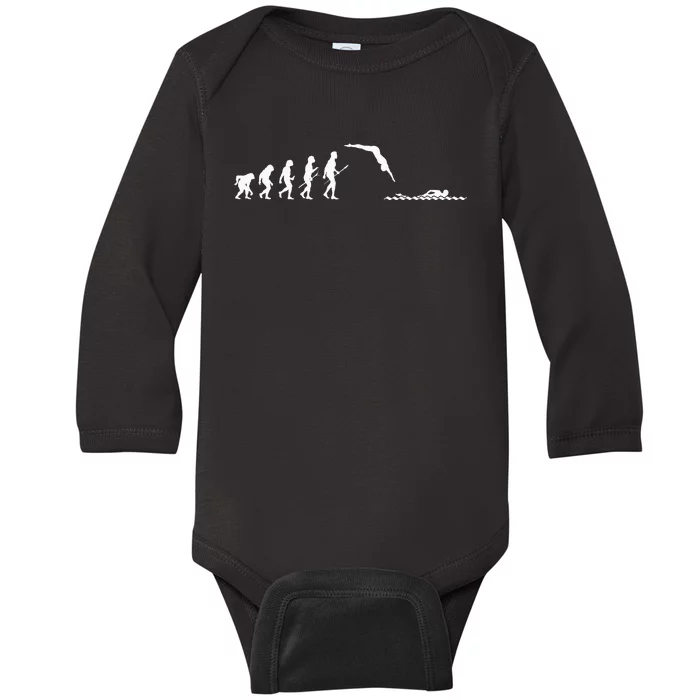 Swimmer Evolution Swimming Water Sports Baby Long Sleeve Bodysuit