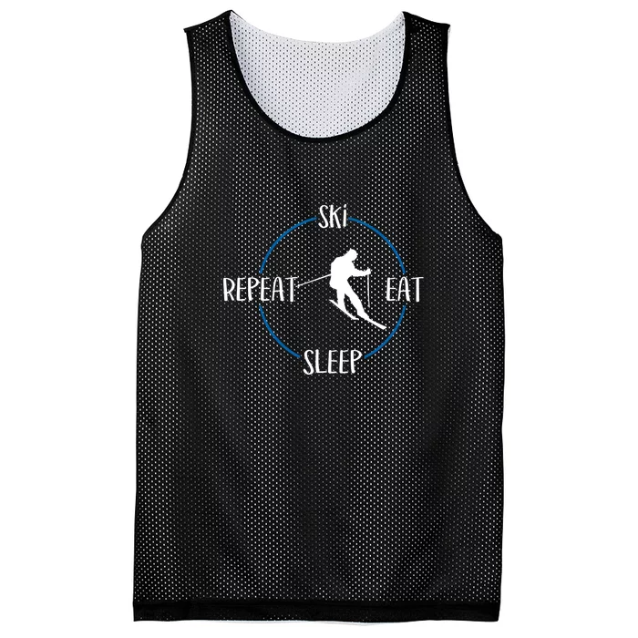 Ski Eat Sleep Repeat And Downhill Skiers Gift For Skiers Mesh Reversible Basketball Jersey Tank