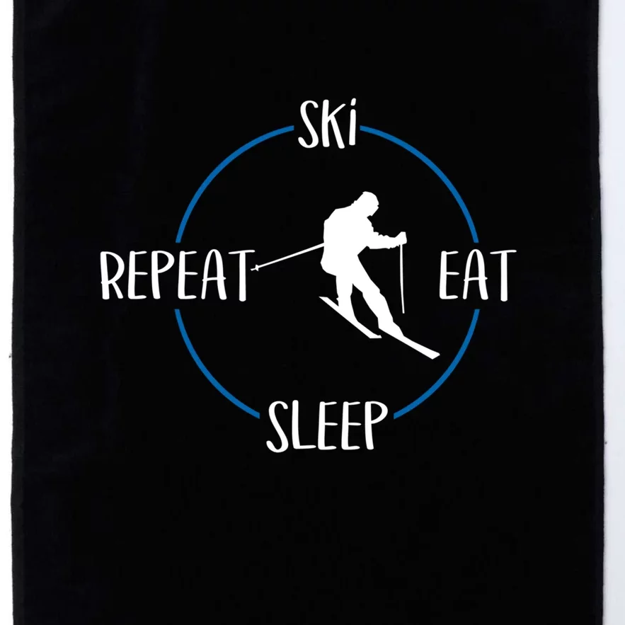 Ski Eat Sleep Repeat And Downhill Skiers Gift For Skiers Platinum Collection Golf Towel