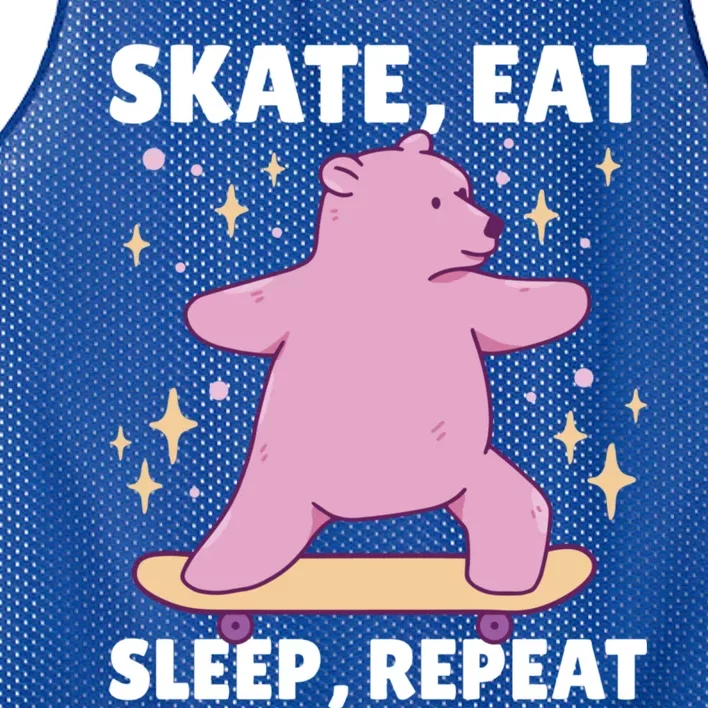 Skate Eat Sleep Repeat With A Teddybear Or A Bear Gift Mesh Reversible Basketball Jersey Tank