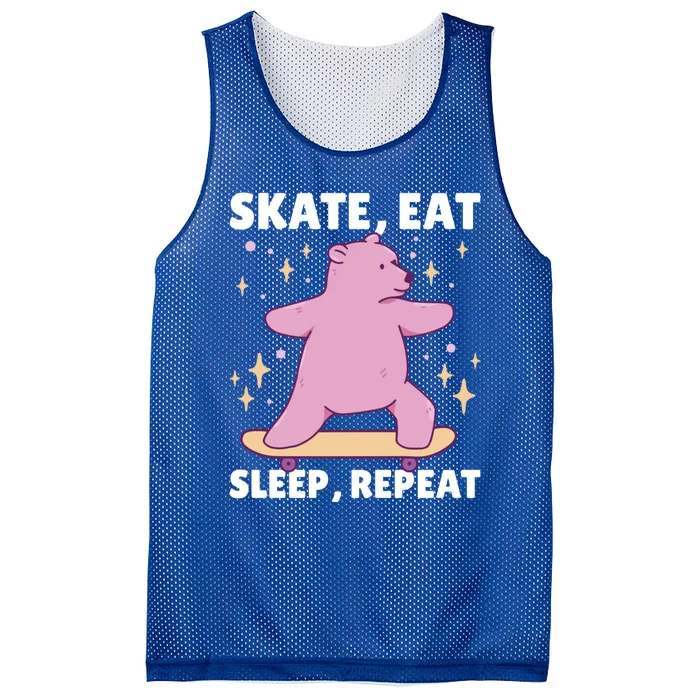 Skate Eat Sleep Repeat With A Teddybear Or A Bear Gift Mesh Reversible Basketball Jersey Tank