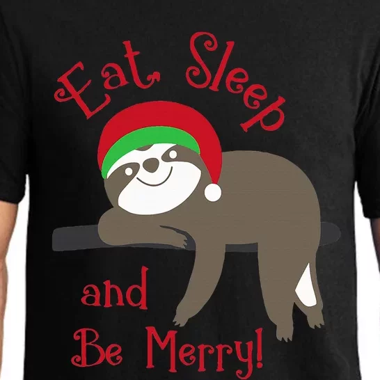 Sloth Eat Sleep Be Merry Hang Out Christmas Holiday Animal Pajama Set