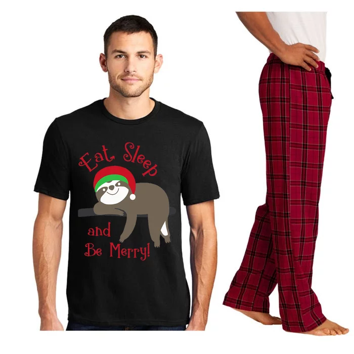 Sloth Eat Sleep Be Merry Hang Out Christmas Holiday Animal Pajama Set