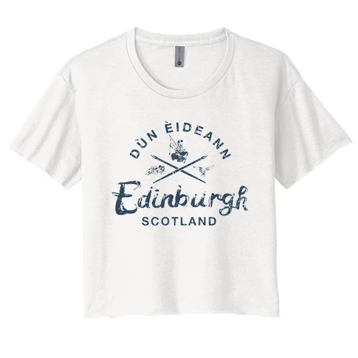 Scotland Edinburgh Scottish Vintage Women's Crop Top Tee