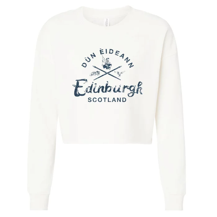 Scotland Edinburgh Scottish Vintage Cropped Pullover Crew