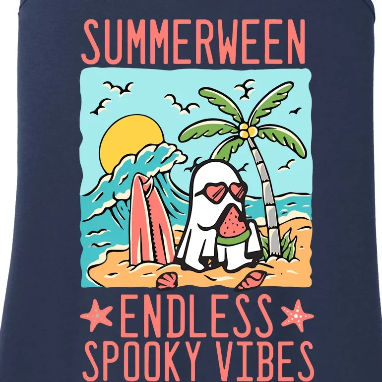 Summerween Endless Spooky Vibes Cute Ghost Summer Halloween Ladies Essential Tank