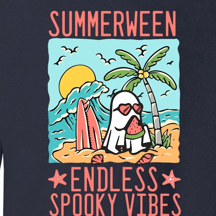 Summerween Endless Spooky Vibes Cute Ghost Summer Halloween Toddler Sweatshirt