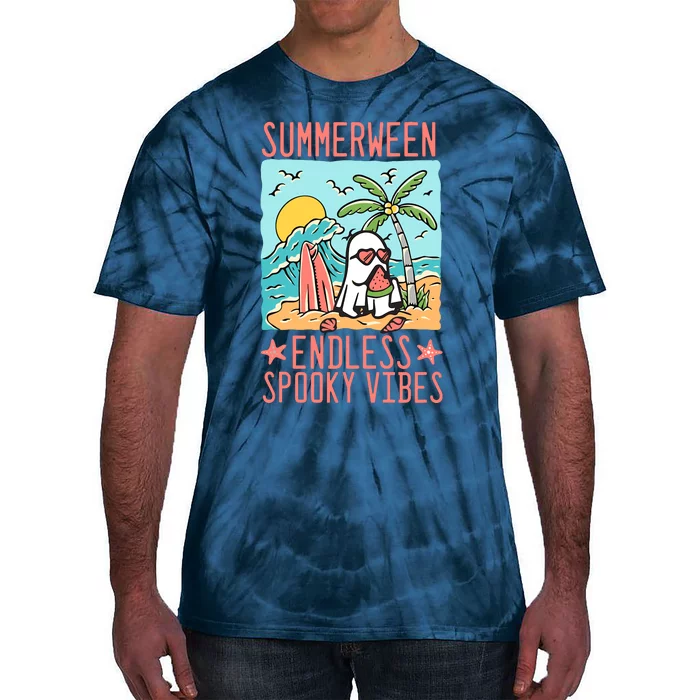 Summerween Endless Spooky Vibes Cute Ghost Summer Halloween Tie-Dye T-Shirt