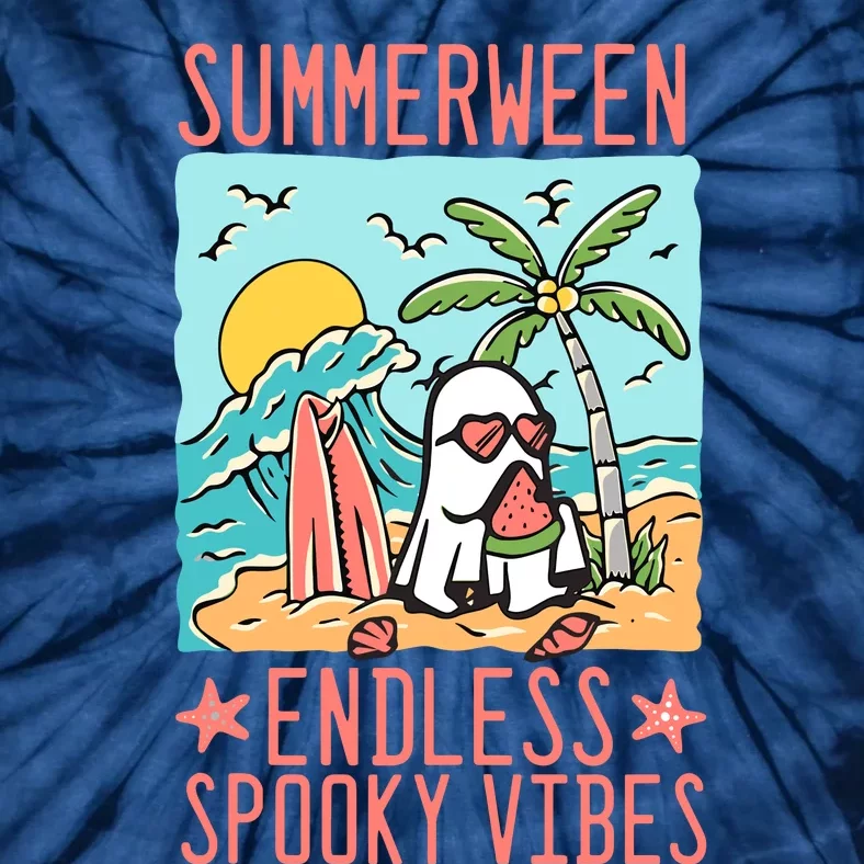 Summerween Endless Spooky Vibes Cute Ghost Summer Halloween Tie-Dye T-Shirt