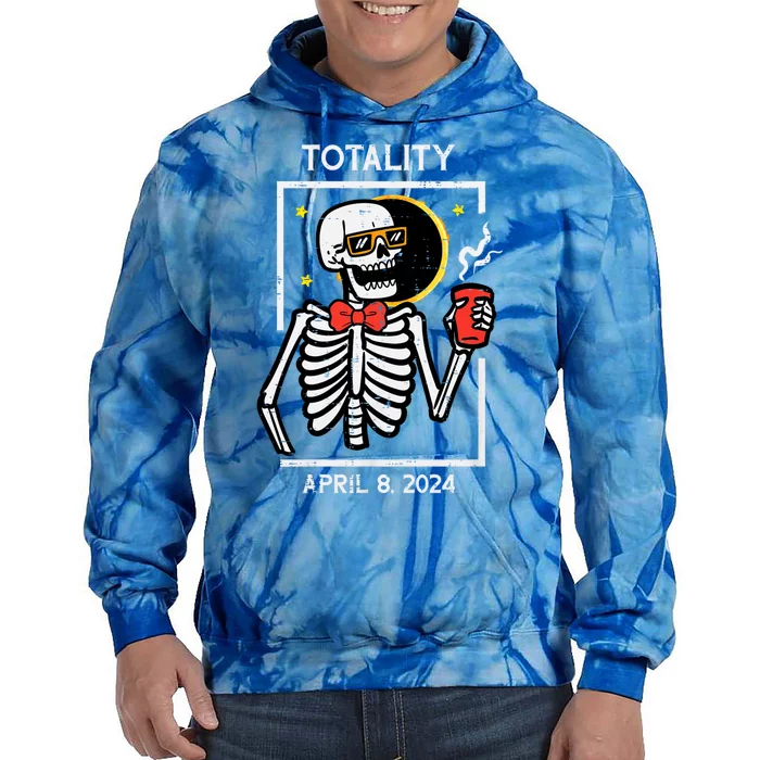 Solar Eclipse Skeleton Coffee Totality April 8 Tie Dye Hoodie