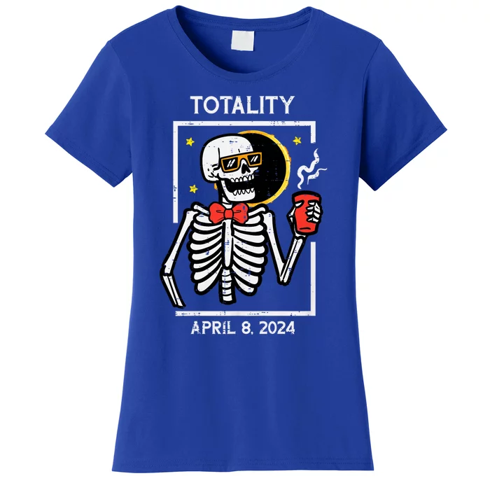 Solar Eclipse Skeleton Coffee Totality April 8 Women's T-Shirt