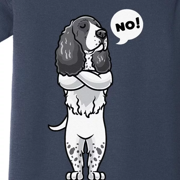 Stubborn English Springer Spaniel Dog Funny Baby Bodysuit