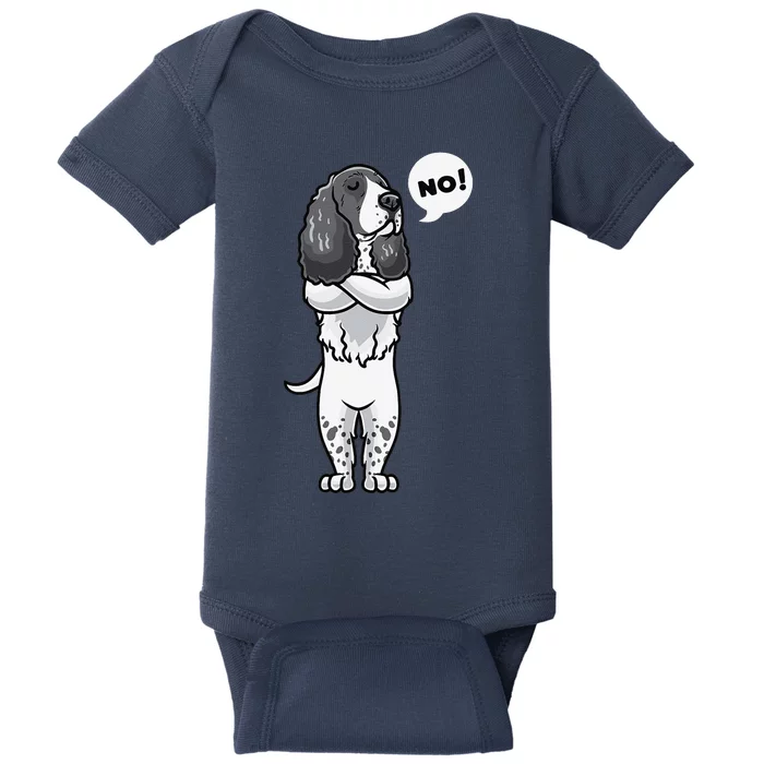 Stubborn English Springer Spaniel Dog Funny Baby Bodysuit